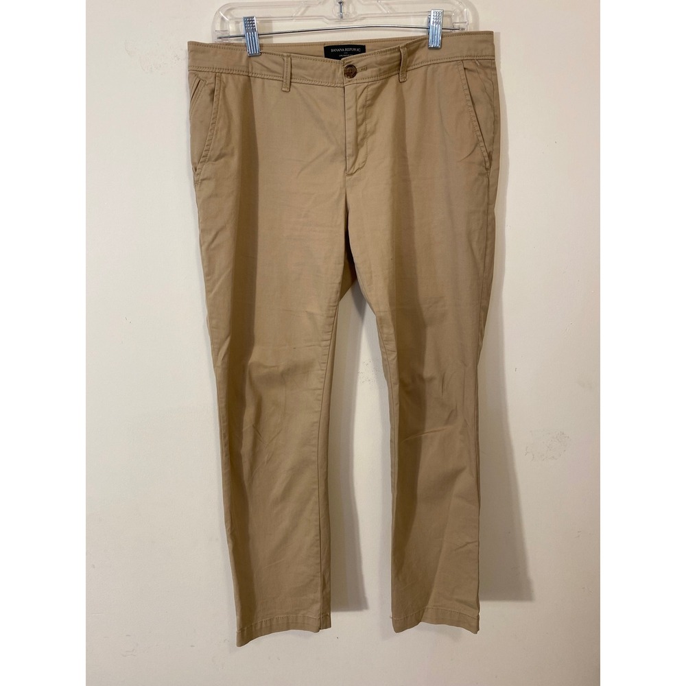Banana Republic Womens 10 Khaki Stretch Slim Ankle Chino Pants